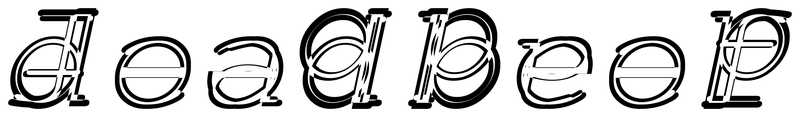 Ambigram for deadbeef in Miriammonoclm-bookoblique